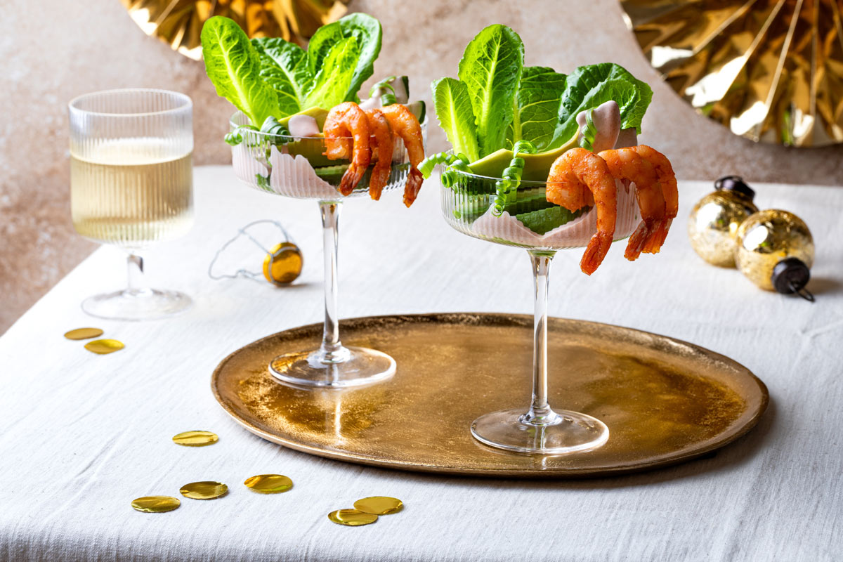 Roasted "Dirty" Martini Shrimp Cocktail