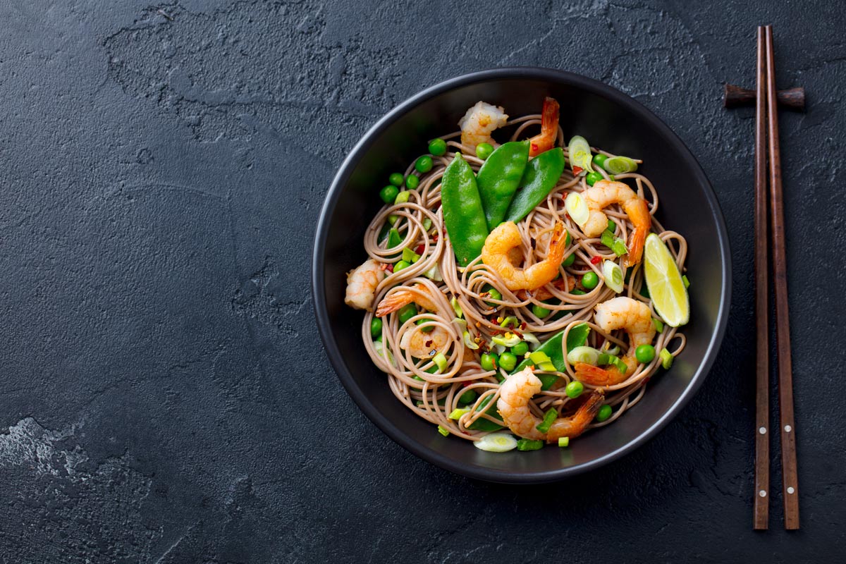 Soba Noodles and Peas with Olive Oil-Soy Dressing