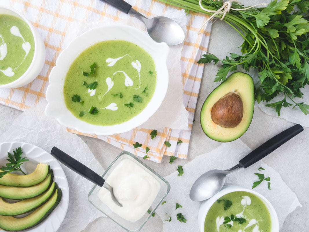 Cold cucumber avocado soup