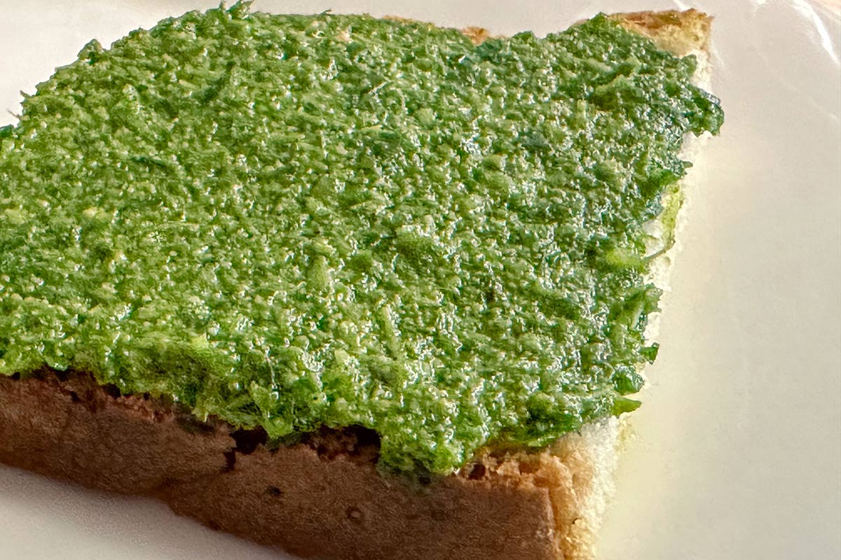 Celery leaf bruschetta