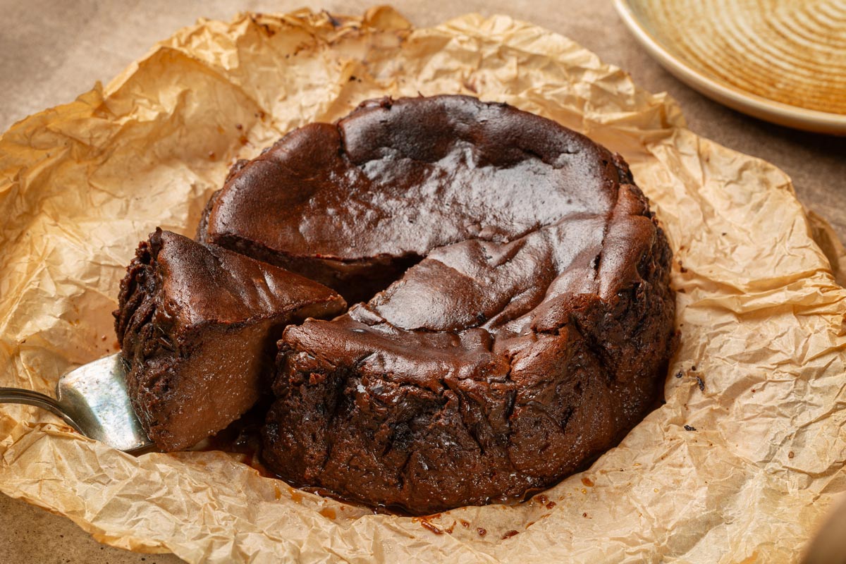 Chocolate cheesecake in the Basque Style