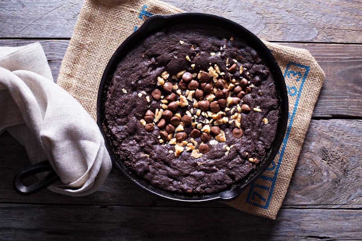 Dark Chocolate Olive Oil Skillet Banana Bread