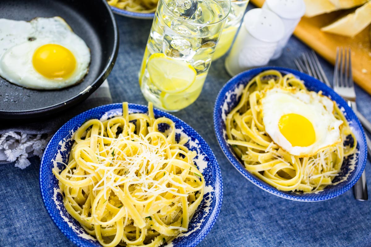 Spaghetti with Fried Eggs