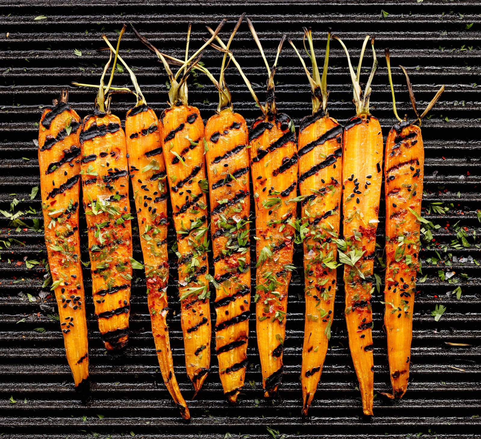 Grilled Carrots with Avocado and Mint