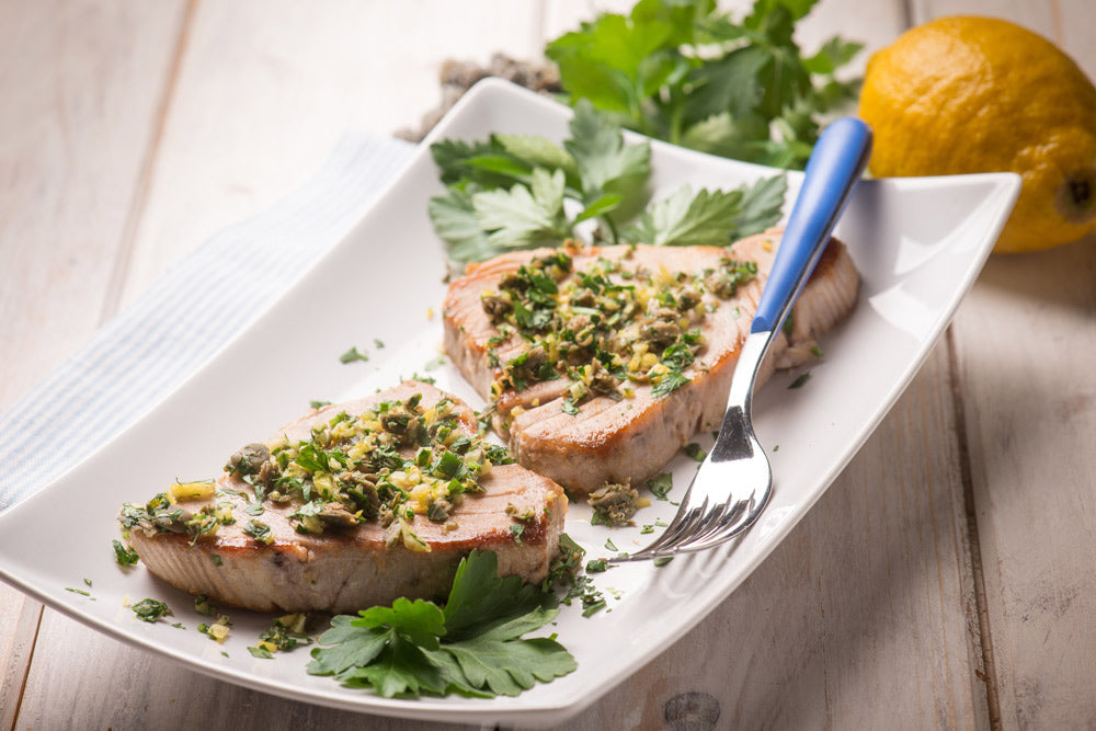 Grilled Tuna with Castelvetrano Olive Relish