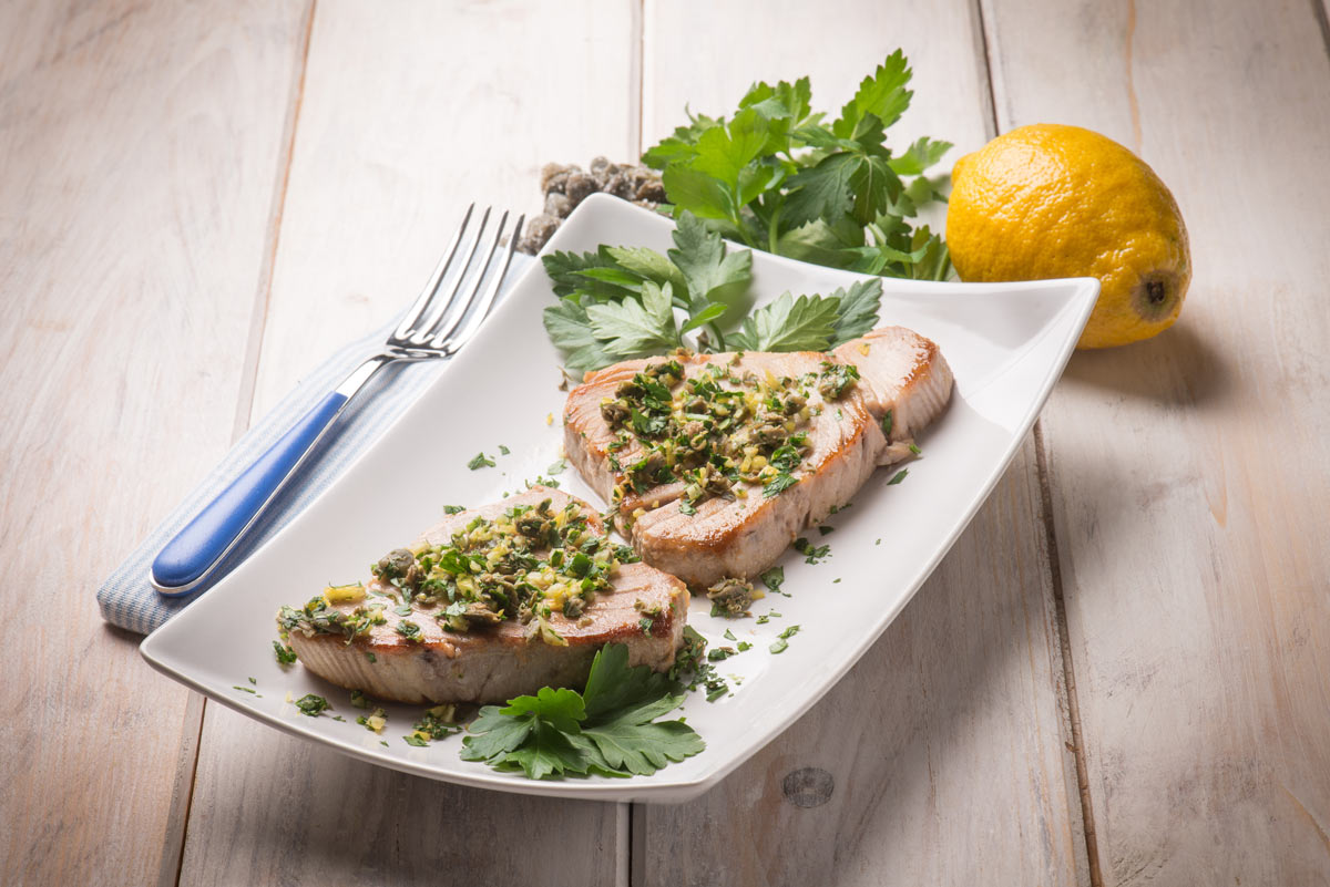 Grilled Tuna Steaks with Salmoriglio