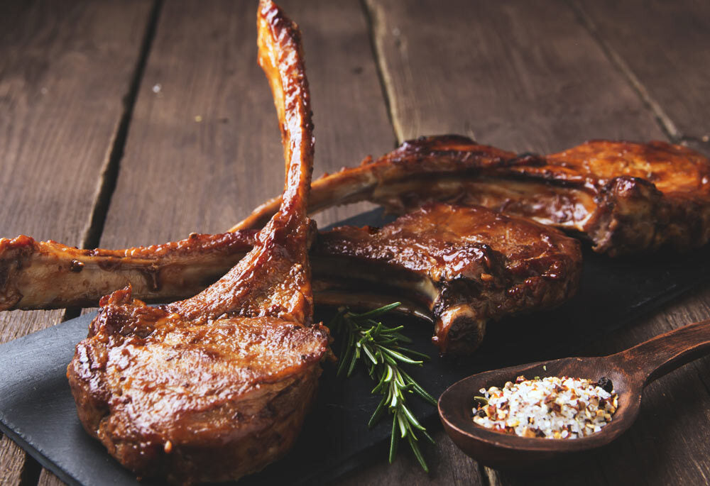 Grilled Lamb Chops with Charred Lemon Vinaigrette