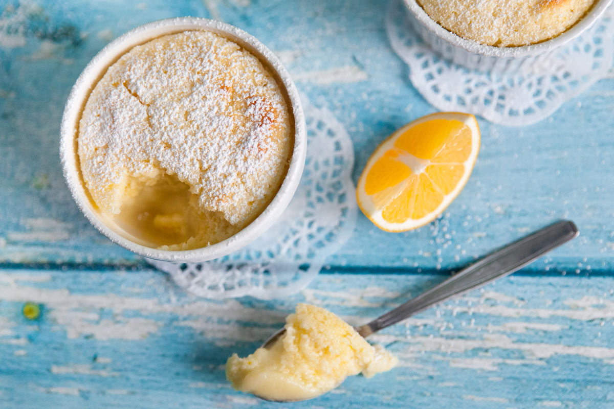 Olive oil lemon souffle