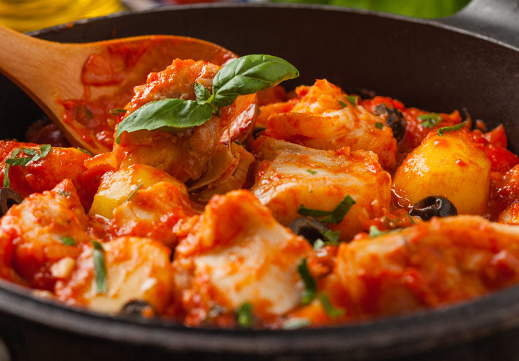Monkfish with Olive Oil and Tomatoes