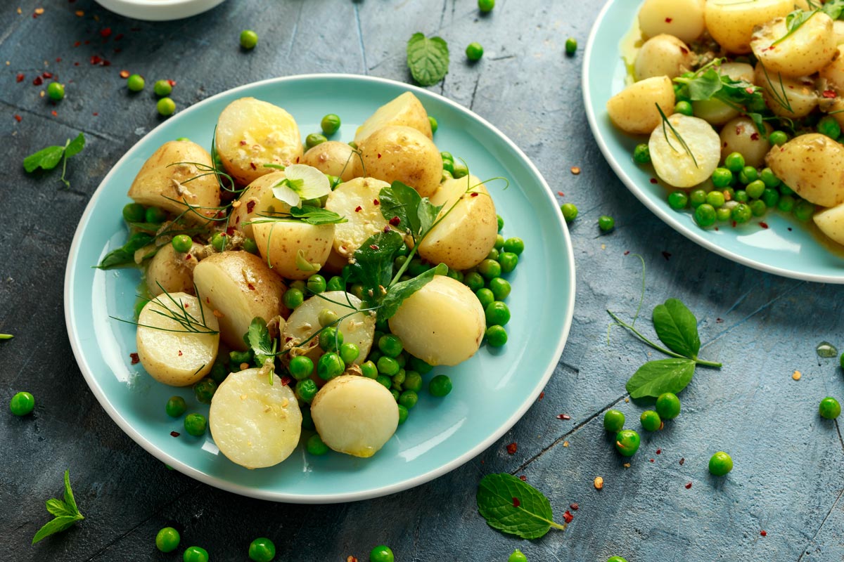 New potatoes and fresh peas