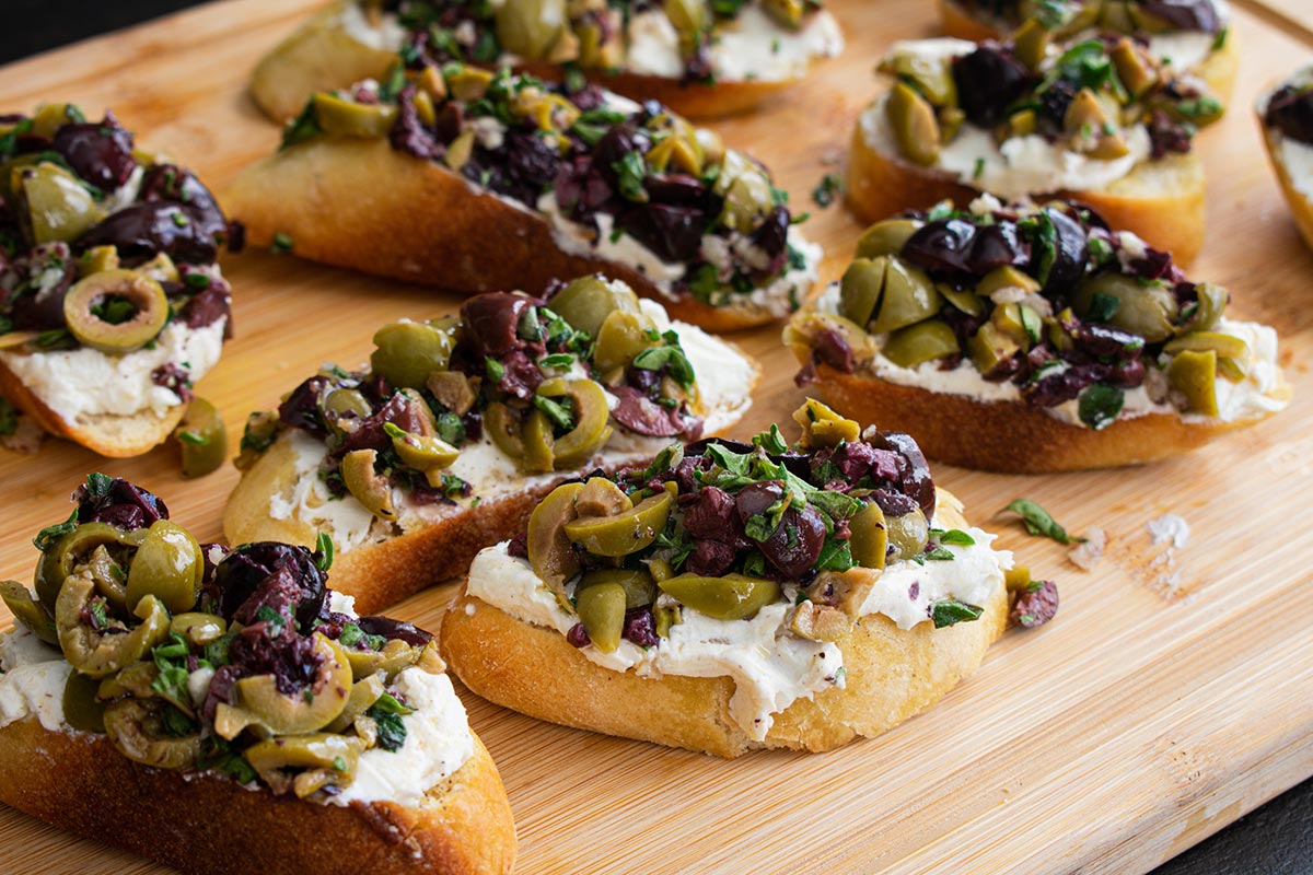 Olive Toast with Goat Cheese