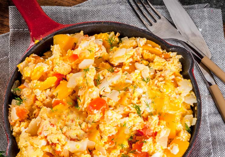 Olive Oil Scrambled Eggs with Feta