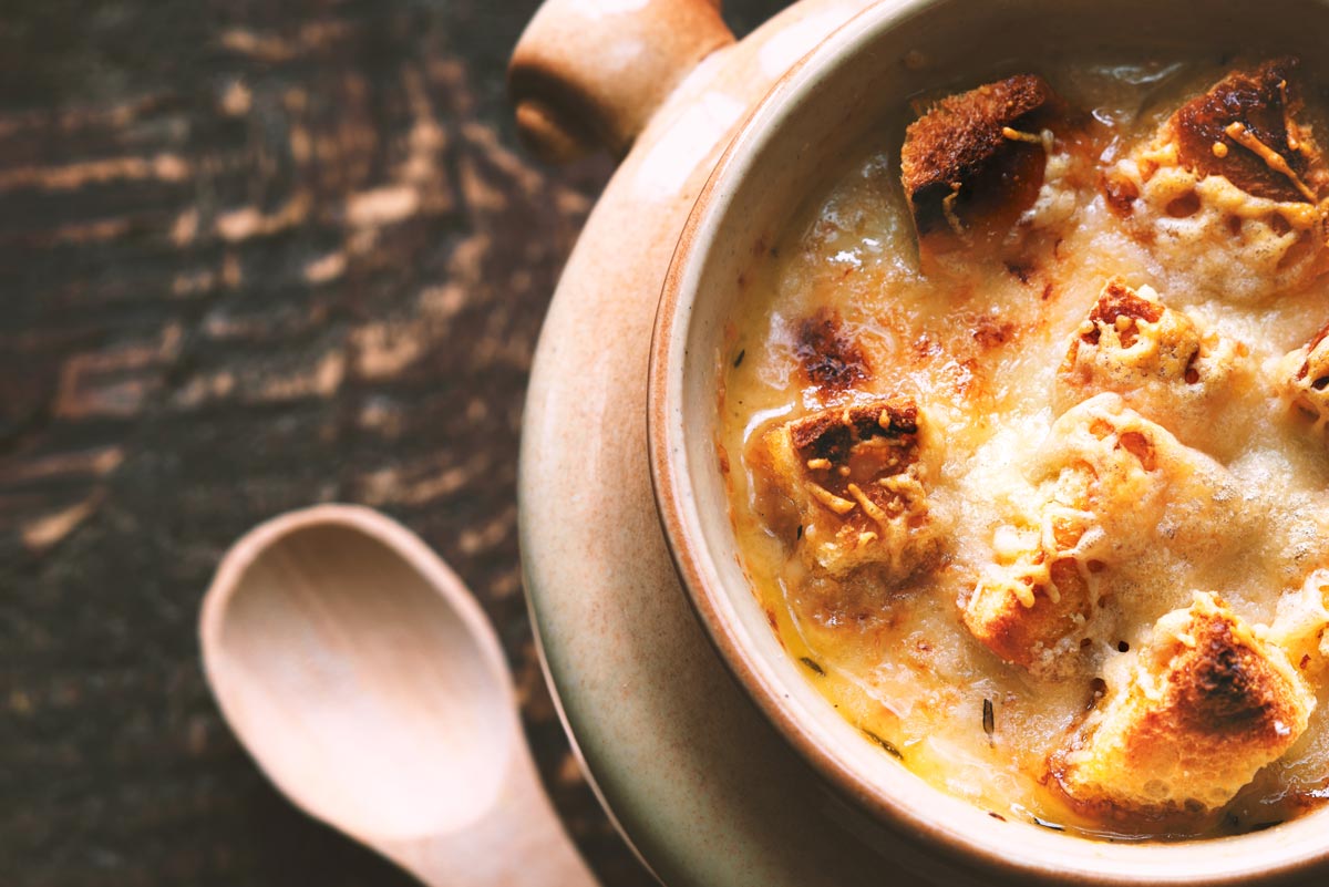 French Onion Soup with Cheesy Croutons