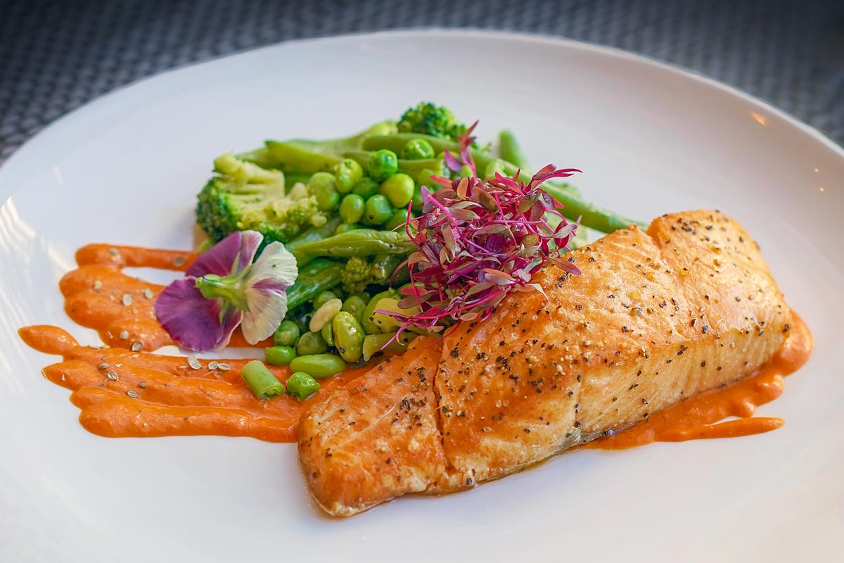 Roasted Salmon with Red Pepper Coulis