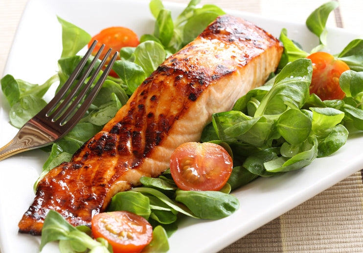 Grilled Salmon with Watercress and Cherry Tomatoes