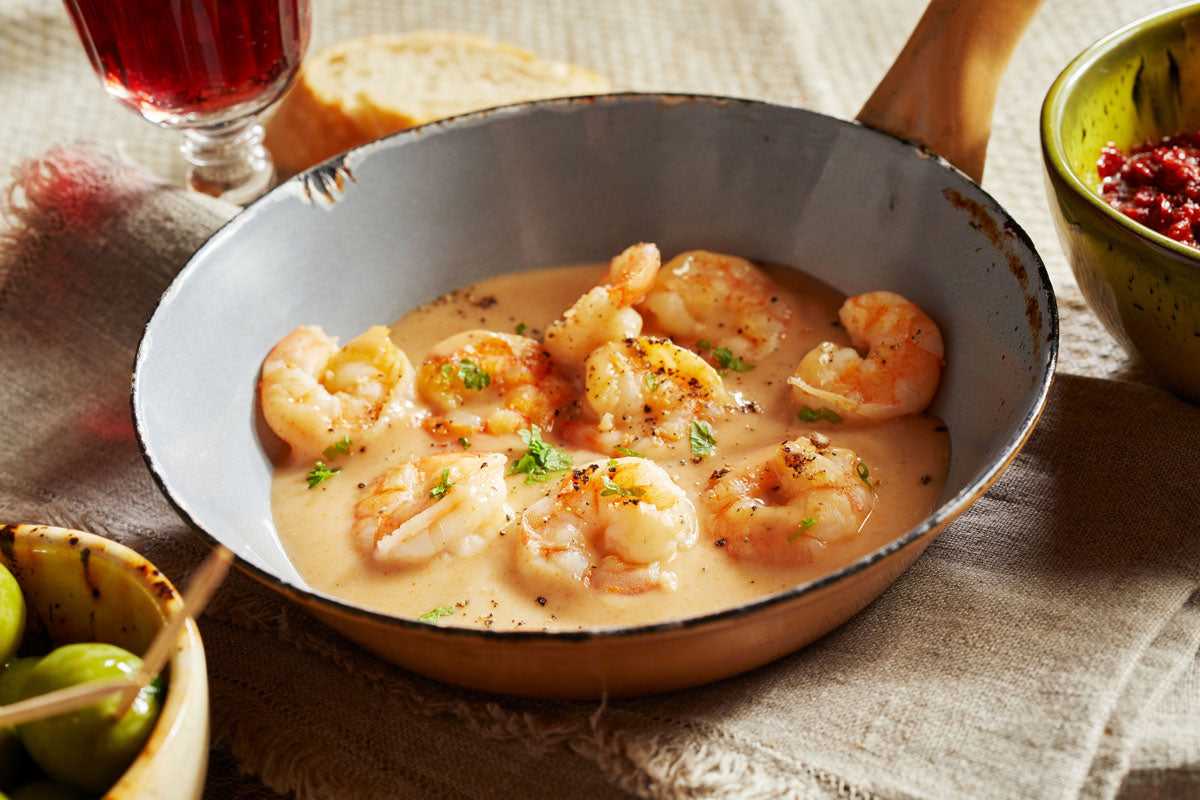 Skillet Shrimp and leeks