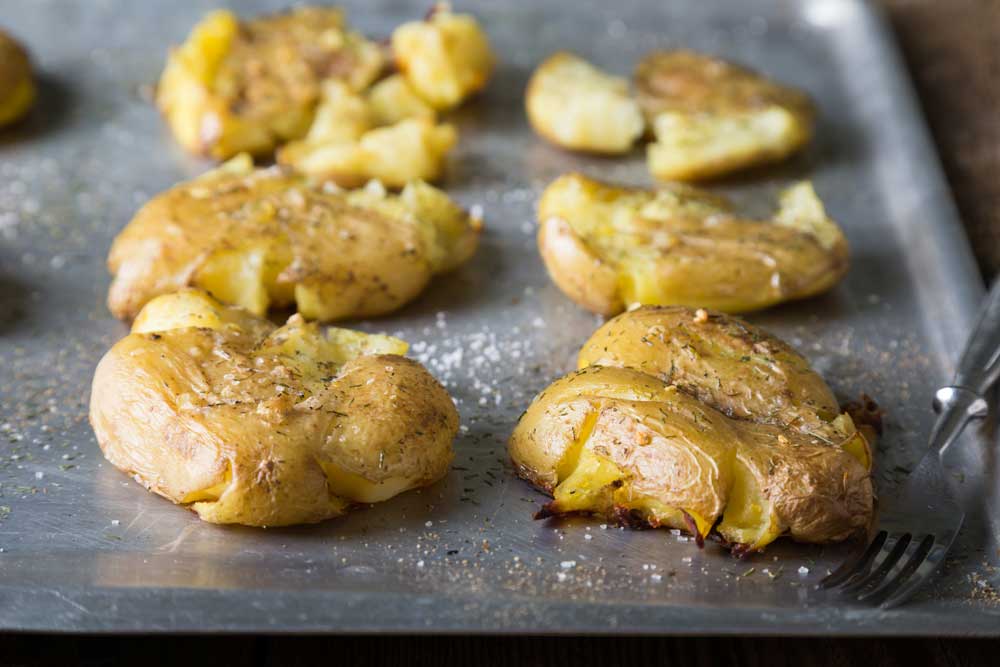 Cheesy Smashed Potatoes with Mojo Colorado