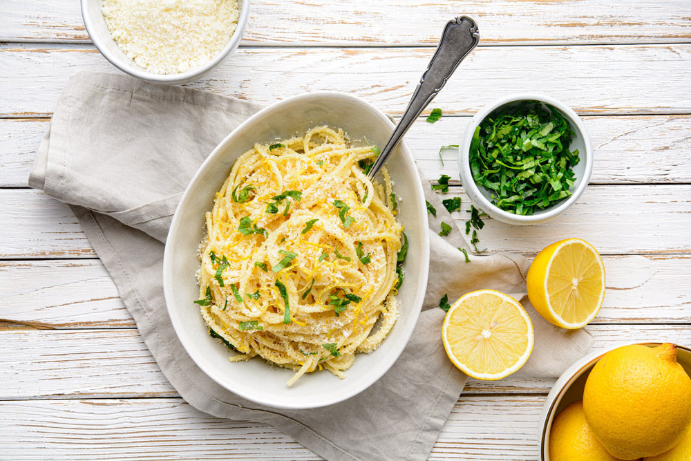 Lemon-Infused Spaghetti with Olive Oil and Parmigiano-Reggiano