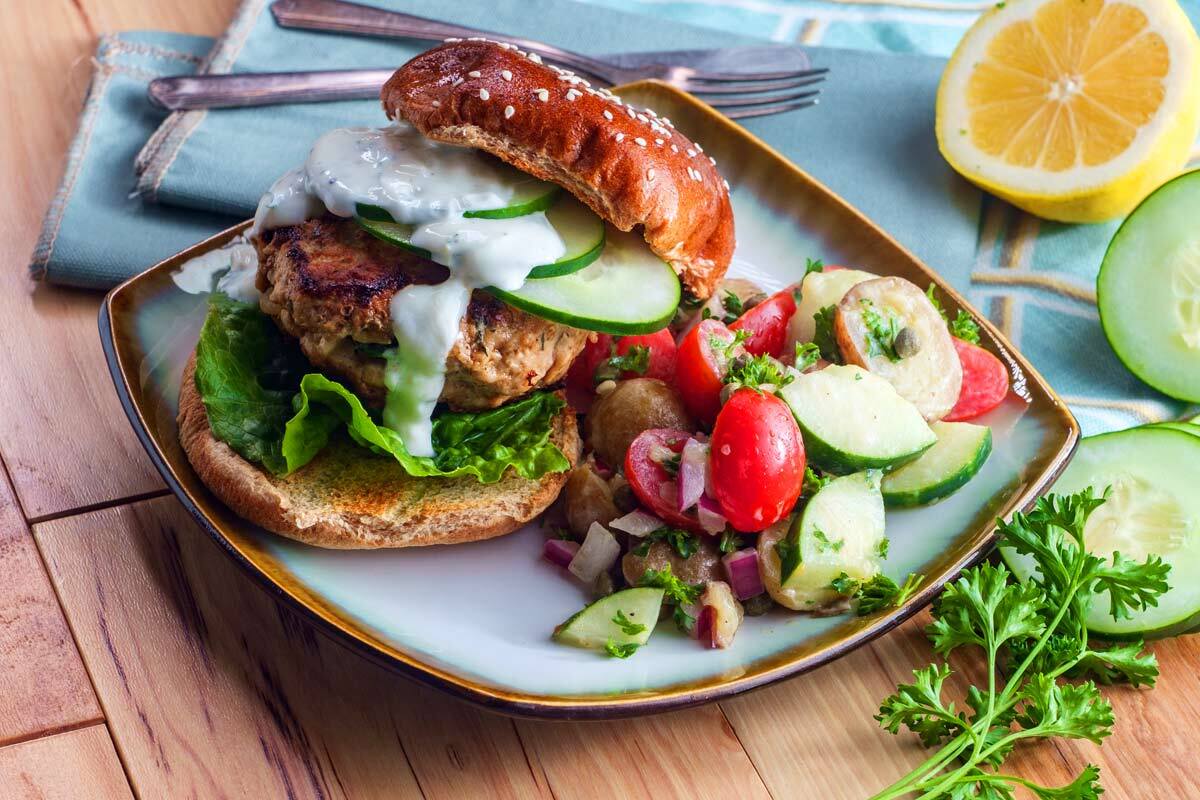 Spice-Rubbed Greek-Style Lamb Burgers