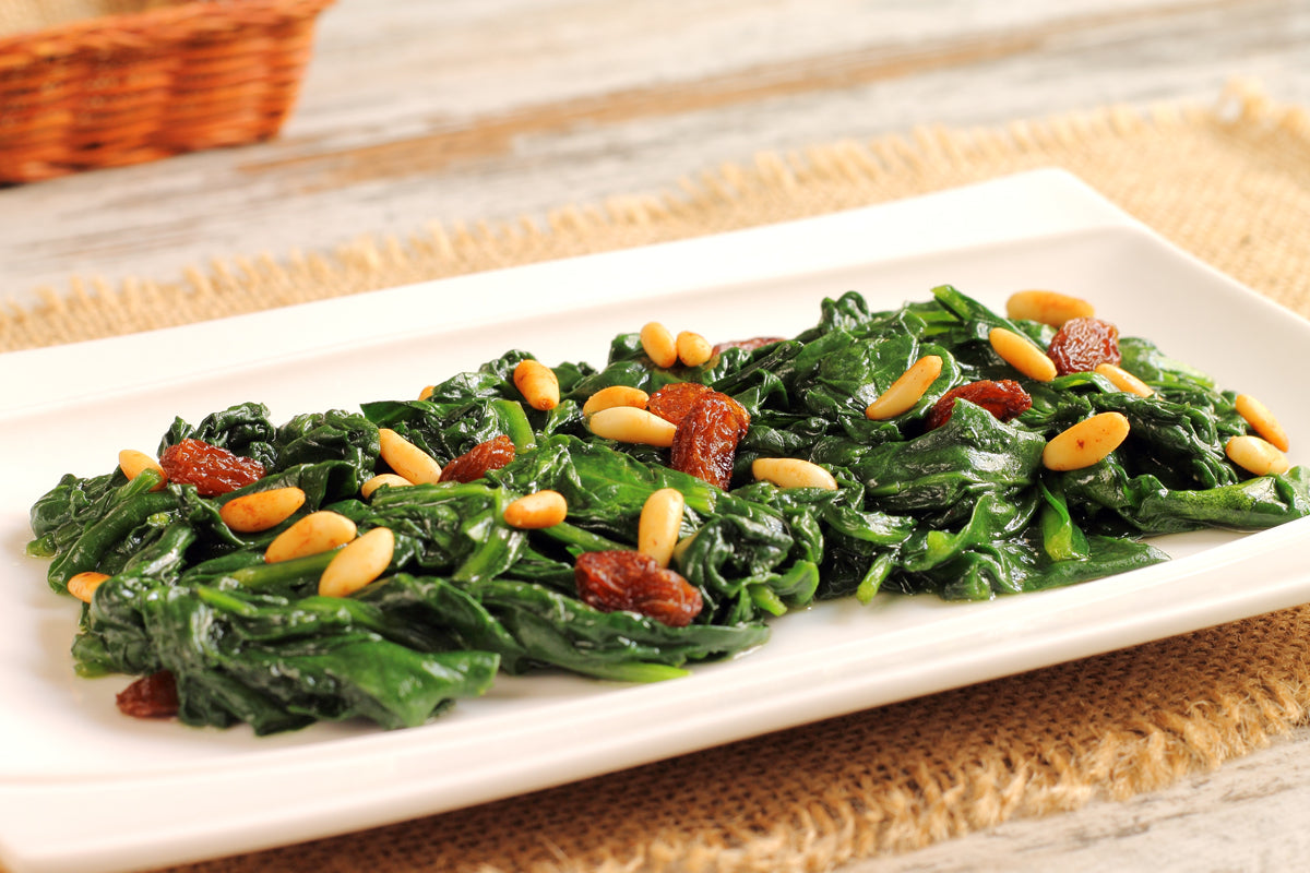 Spinach with Raisins and Pine Nuts