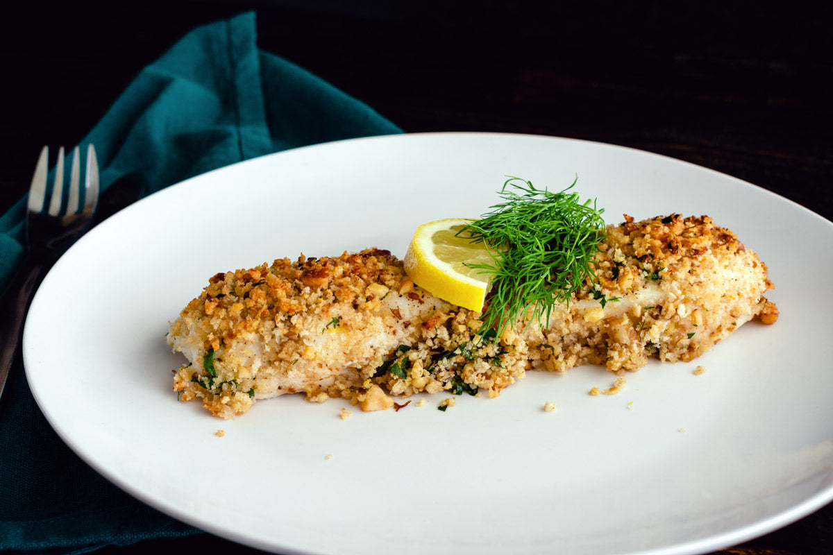 Walnut-crusted fish