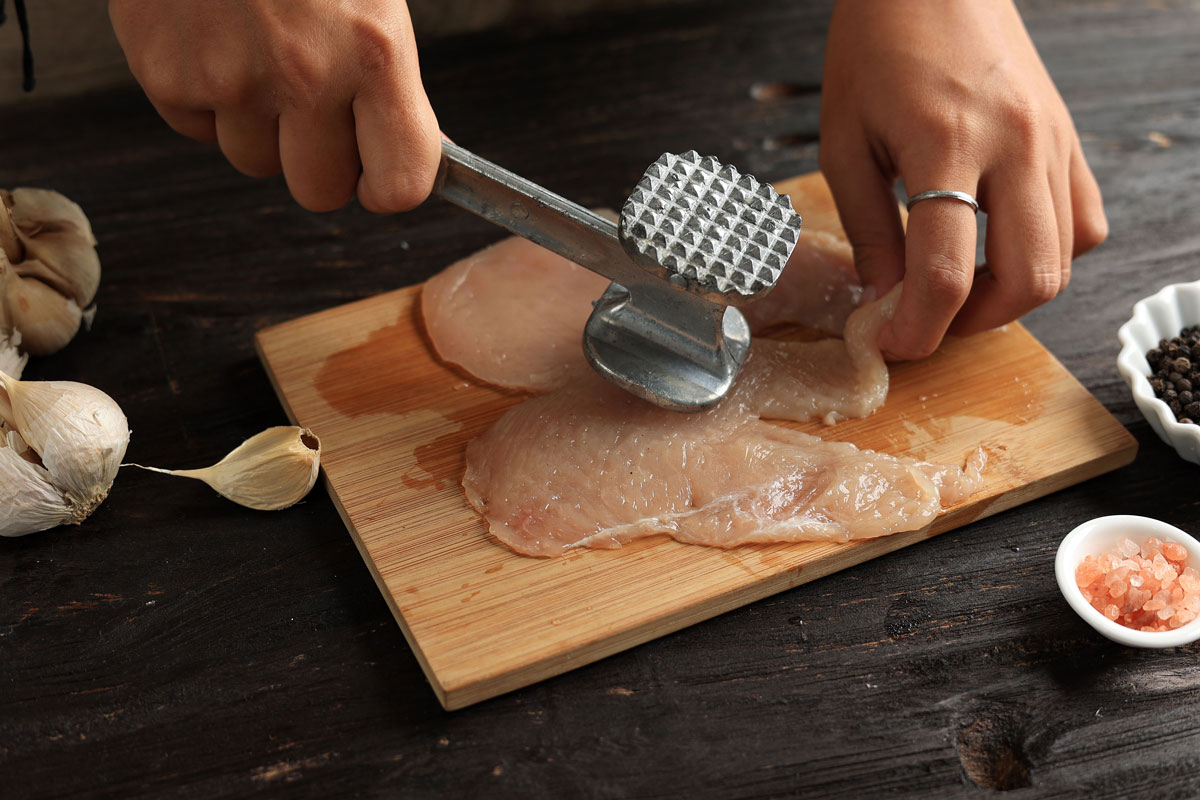 Pounding chicken for scallopini